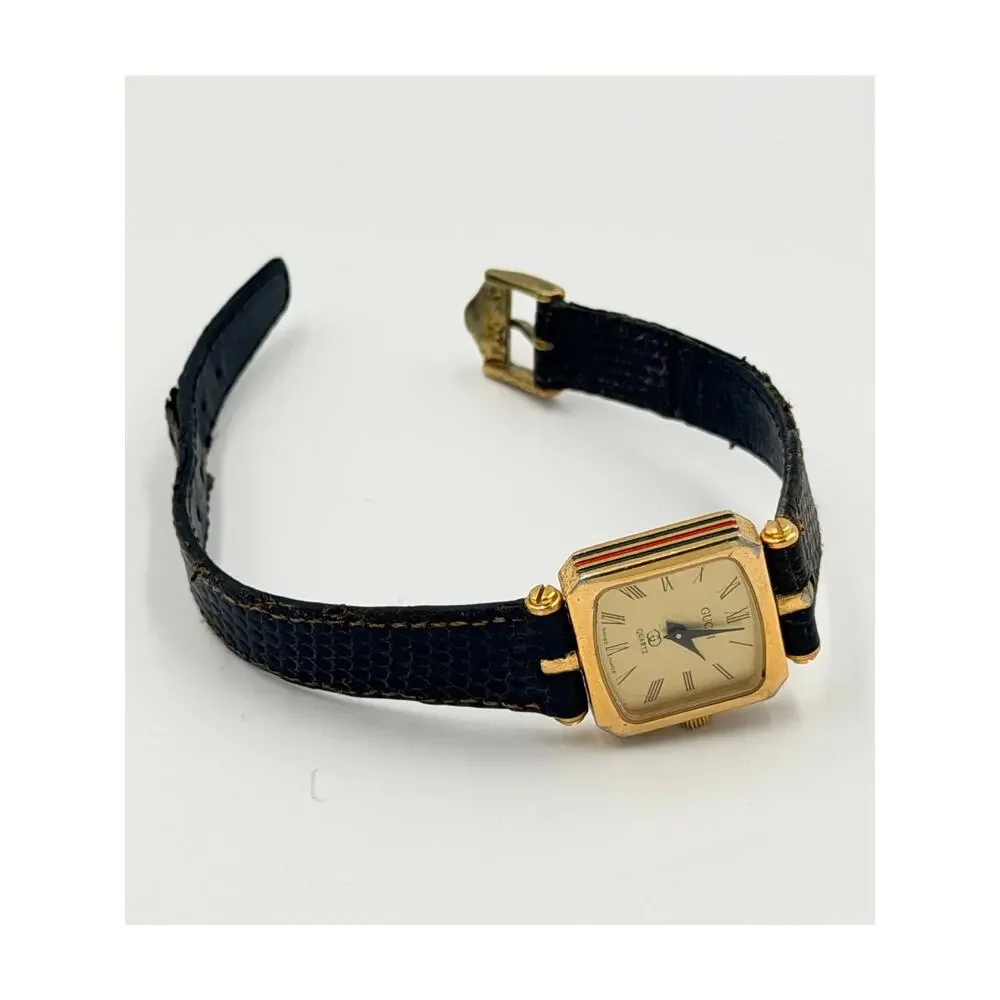 Vintage Swiss Gucci Gold Plated Women Ladies Watch For Parts Or Repair
